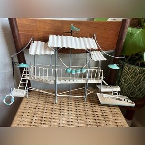 Vintage Mid Century Modern Nautical Wall Sculpture Dock Pier Boat Coastal Art